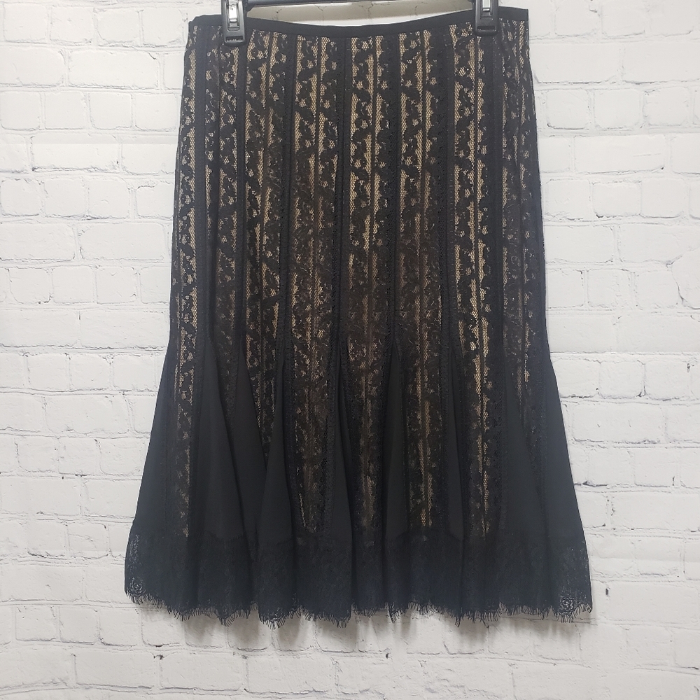 Ann Taylor Loft NWT Sz 6 Black Lace Flare Skirt